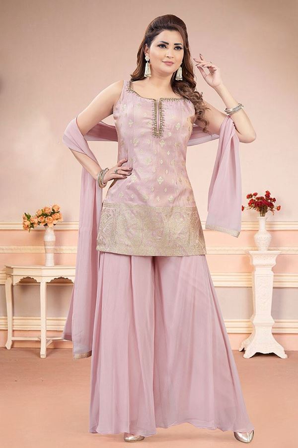 Picture of Beautiful Mauve Designer Palazzo Suit for Party