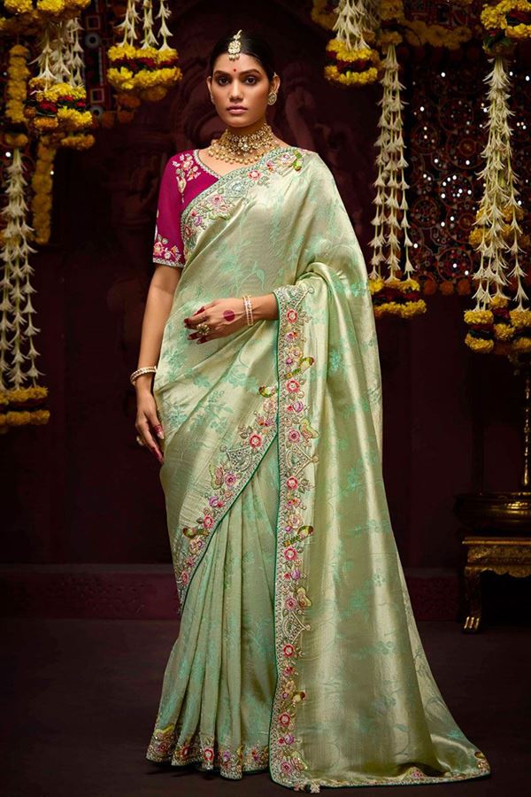 Picture of Charismatic Pure Banarasi Kanjivaram Designer Saree for Engagement, Wedding and Reception