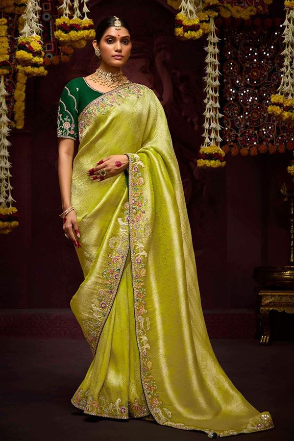 Picture of Outstanding Pure Banarasi Kanjivaram Designer Saree for Engagement, Wedding and Reception