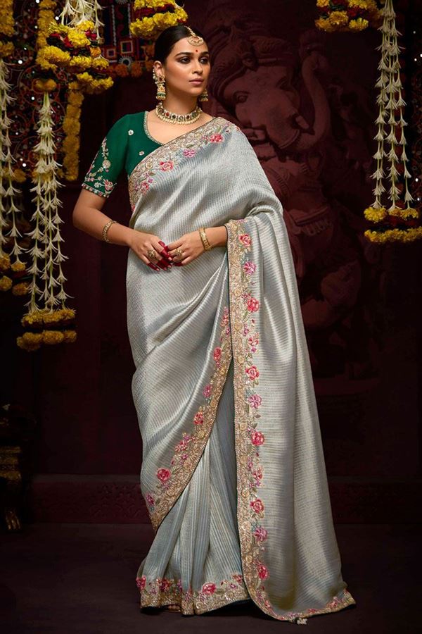 Picture of Striking Pure Banarasi Kanjivaram Designer Saree for Engagement and Reception