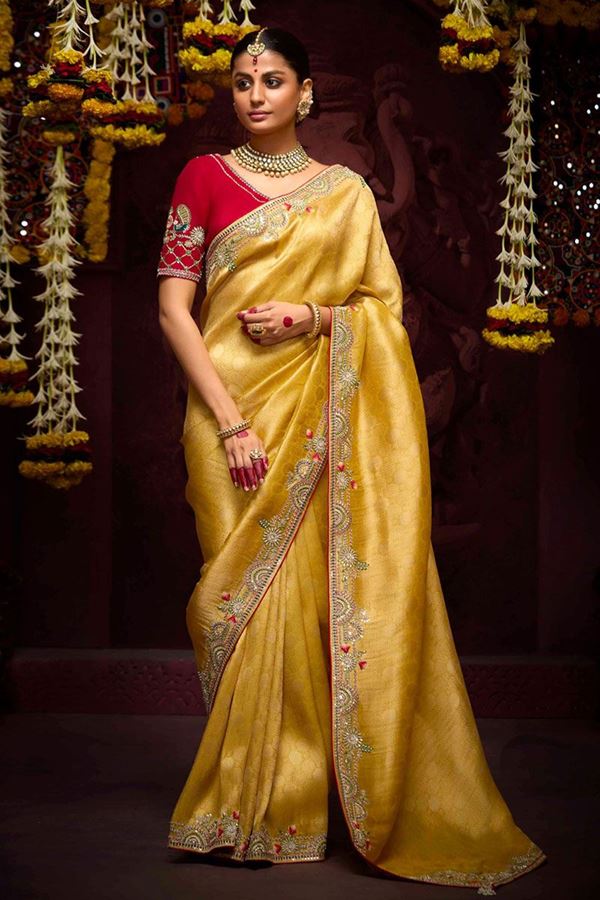 Picture of Amazing Pure Banarasi Kanjivaram Designer Saree for Wedding, Haldi, Engagement and Reception