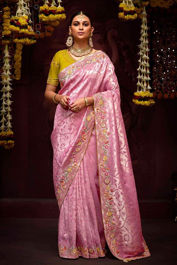 Picture of Pretty Pure Banarasi Kanjivaram Designer Saree for Wedding, Engagement, and Reception