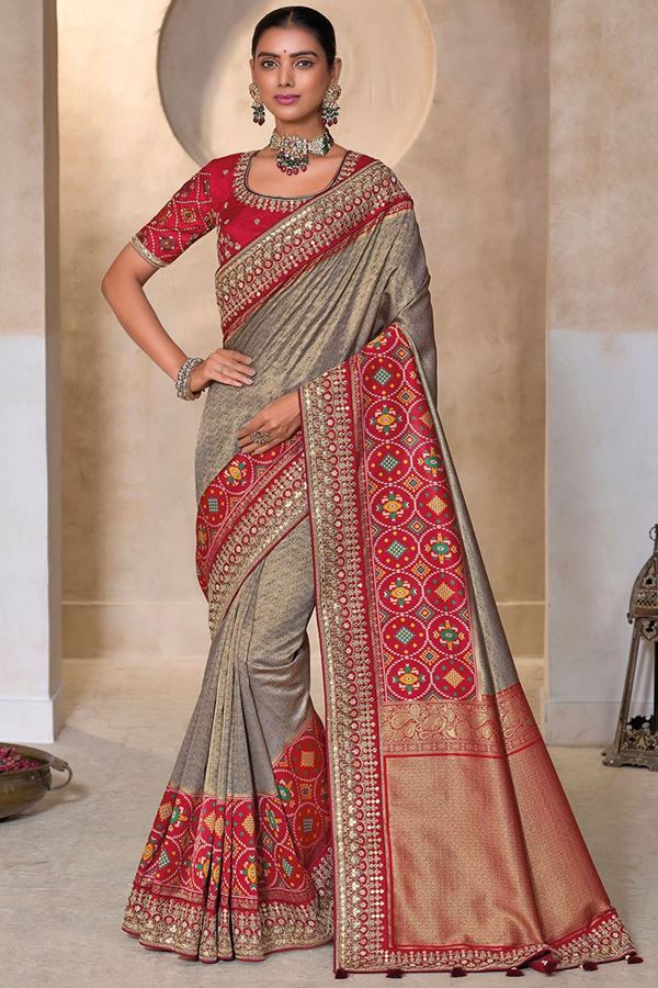 Picture of Spectacular Pure Kanjivaram Silk Designer Saree for Wedding, Engagement, and Reception