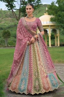 Picture of Magnificent Multi and Pink Designer Wedding Lehenga Choli for Engagement, Sangeet, and Reception