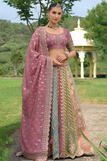 Picture of Magnificent Multi and Pink Designer Wedding Lehenga Choli for Engagement, Sangeet, and Reception