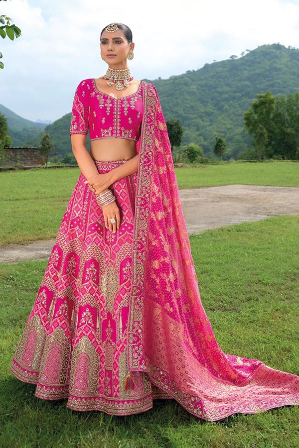 Picture of Artistic Pink Designer Wedding Lehenga Choli for Wedding, and Reception