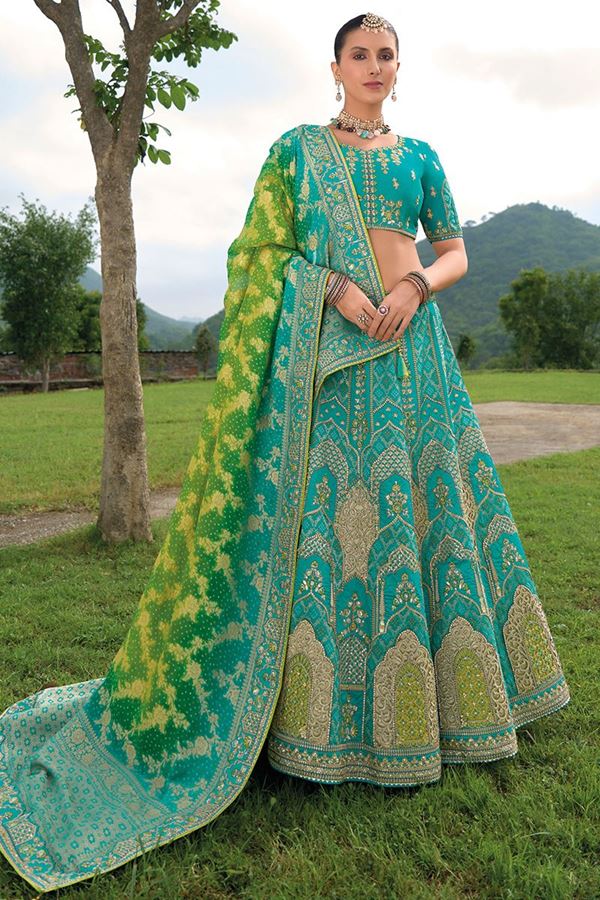 Picture of Beautiful Rama Designer Wedding Lehenga Choli for Wedding, and Reception