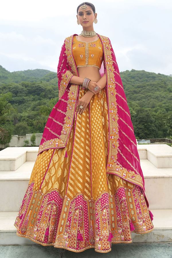 Picture of Exquisite Orange Designer Wedding Lehenga Choli for Engagement, Wedding, and Reception