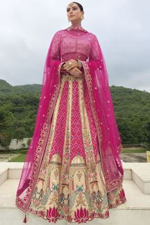 Picture of Alluring Pink and Cream Designer Wedding Lehenga Choli for Wedding and Reception