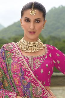 Picture of Trendy Cream and Pink Designer Wedding Lehenga Choli for Wedding and Reception