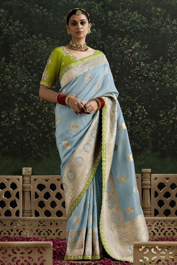 Picture of Glamorous Pure Viscose Silk Designer Saree for Engagement and Reception