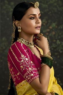 Picture of Exquisite Pure Viscose Silk Designer Saree for Haldi, Engagement and Reception