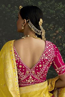 Picture of Exquisite Pure Viscose Silk Designer Saree for Haldi, Engagement and Reception