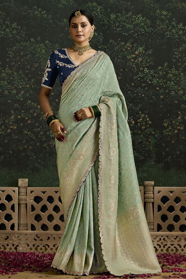 Picture of Attractive Pure Viscose Silk Designer Saree for Engagement and Reception