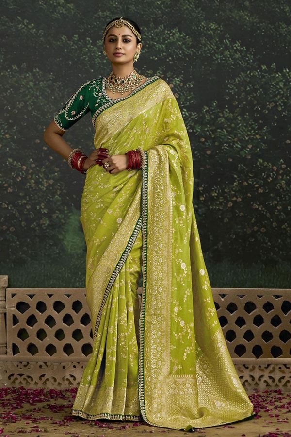 Picture of Impressive Pure Viscose Silk Designer Saree for Engagement and Reception