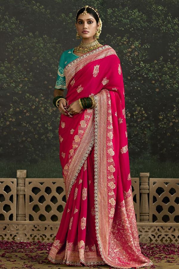 Picture of Astounding Pure Viscose Silk Designer Saree for Engagement and Reception