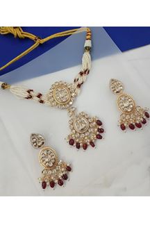 Picture of Dazzling Maroon Designer Choker Set for Engagement, Reception, Wedding, Sangeet, and Festivals