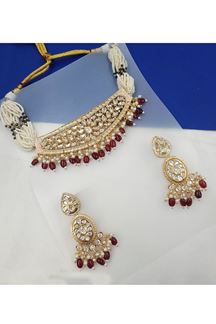 Picture of Fashionable Maroon Designer Choker Set for Engagement, Reception, Wedding, Sangeet, and Festivals