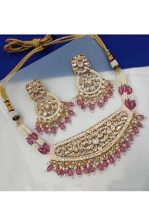 Picture of Amazing Pink Designer Choker Set for Engagement, Reception, Sangeet, and Festivals