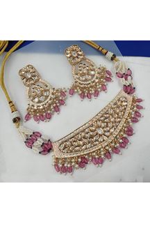 Picture of Surreal Pink Designer Choker Set for Engagement, Reception, Sangeet, and Festivals