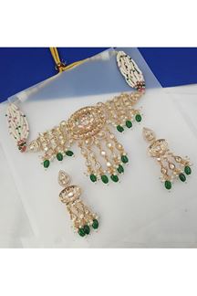 Picture of Royal Dark Green and Pink Designer Choker Set for Engagement, Reception, Sangeet, Mehendi, and Festivals