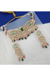 Picture of Exuberant Multi Designer Choker Set for Engagement, Reception, Sangeet, and Festivals