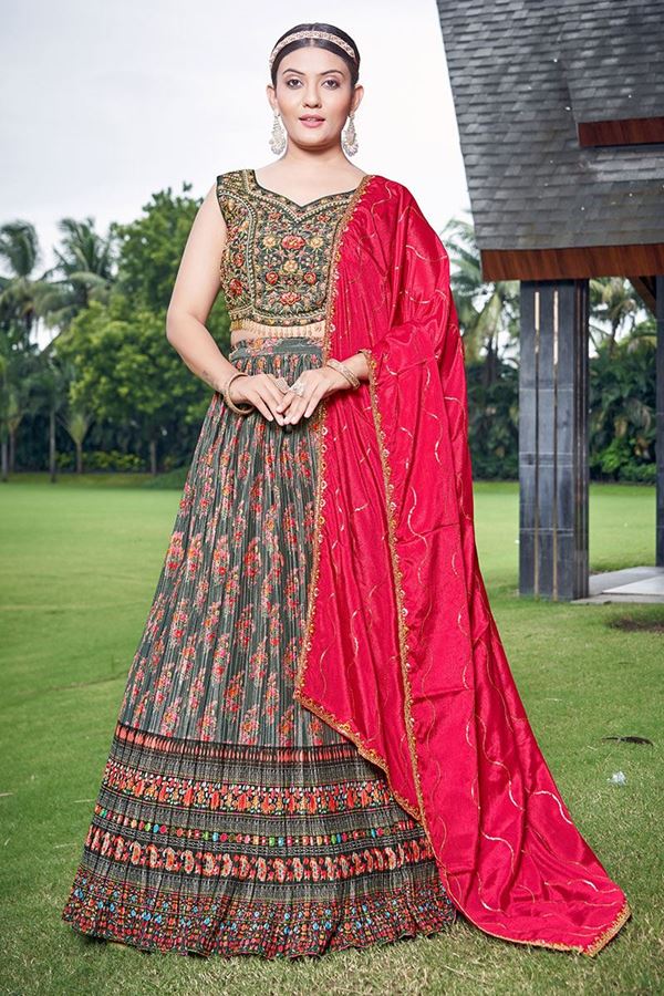 Picture of OutstandingGrey Designer Indo-Western Lehenga Choli for Reception, Festivals, and Party