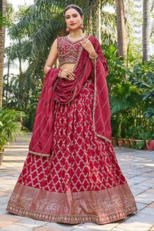 Picture of StrikingMaroon Designer Indo-Western Lehenga Choli for Wedding, Reception, Festivals, and Party