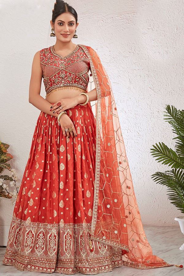 Picture of CharmingRust Designer Indo-Western Lehenga Choli for Wedding, Reception, and Party