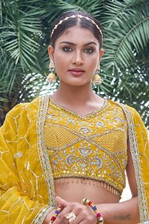 Picture of MarvelousYellow Designer Indo-Western Lehenga Choli for Haldi and Festivals