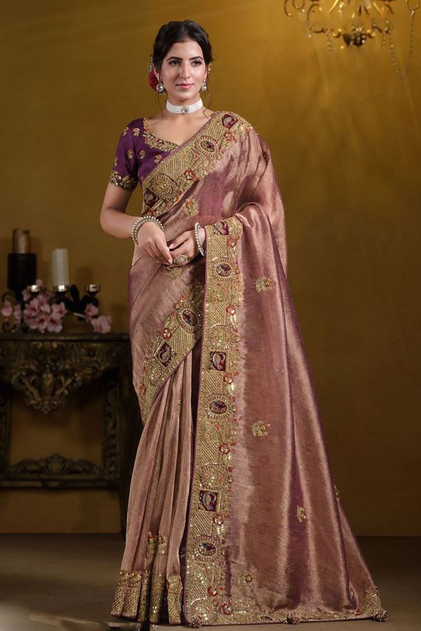 Picture of Breathtaking Pure Georgette with Zari Organza Silk Designer Saree for Engagement, Reception, and Party