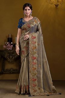 Picture of Attractive Pure Georgette with Zari Organza Silk Designer Saree for Engagement, Reception, and Party