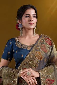 Picture of Attractive Pure Georgette with Zari Organza Silk Designer Saree for Engagement, Reception, and Party