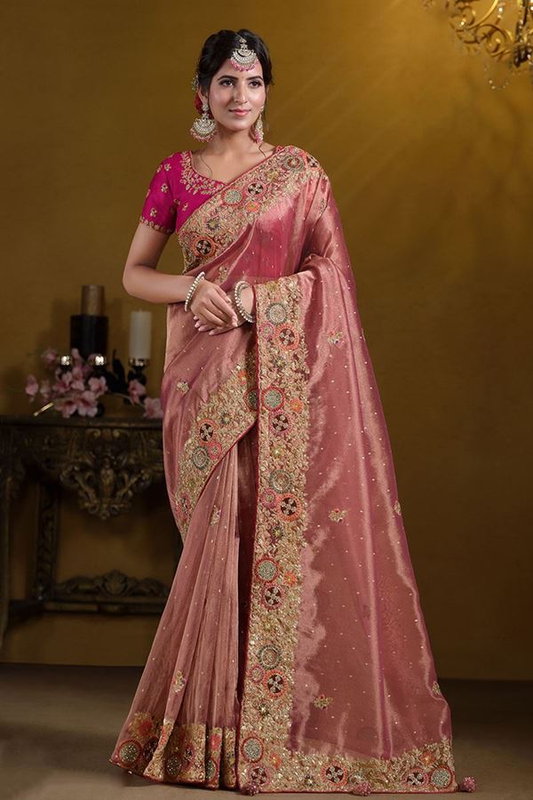 Picture of SpectacularZari Organza Silk Designer Saree for Engagement, Reception, and Party