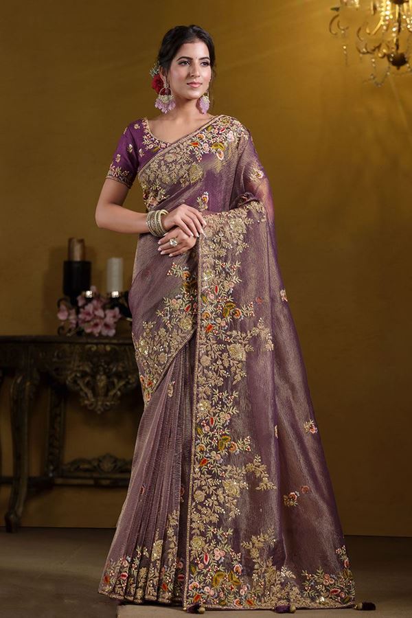 Picture of OutstandingPure Banarasi Crush Designer Saree for Engagement, Reception, and Party