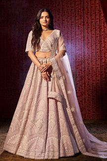 Picture of AestheticPink Designer Indo-Western Lehenga Choli for Engagement, Sangeet, and Reception