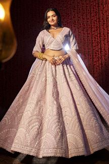 Picture of AestheticPink Designer Indo-Western Lehenga Choli for Engagement, Sangeet, and Reception