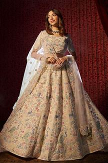 Picture of ExuberantWhite Designer Lehenga Choli for Sangeet and Pre-Wedding Shoot