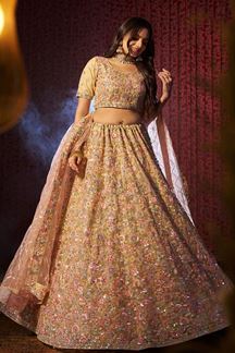 Picture of EnticingBeige Designer Bridal Lehenga Choli for Engagement, Wedding, and Reception