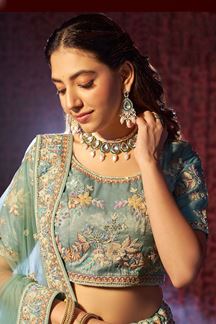 Picture of DelightfulBlue Designer Bridal Lehenga Choli for Engagement, Wedding, and Reception