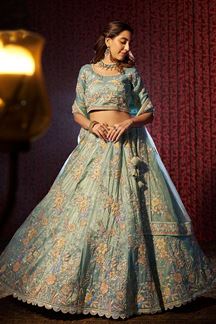 Picture of DelightfulBlue Designer Bridal Lehenga Choli for Engagement, Wedding, and Reception