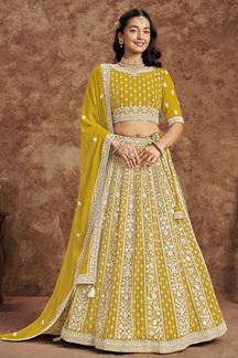 Picture of ArtisticYellow Designer Wedding Lehenga Choli for Haldi, Sangeet, and Pre-Wedding shoot