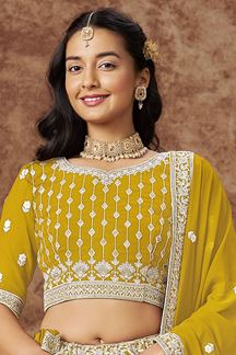 Picture of ArtisticYellow Designer Wedding Lehenga Choli for Haldi, Sangeet, and Pre-Wedding shoot