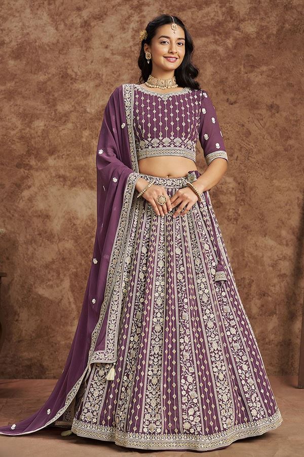 Picture of BeautifulPurple Designer Wedding Lehenga Choli for Engagement, Wedding, and Reception