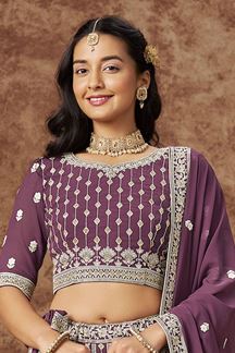 Picture of BeautifulPurple Designer Wedding Lehenga Choli for Engagement, Wedding, and Reception