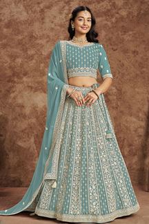 Picture of AttractiveSky Blue Designer Wedding Lehenga Choli for Engagement, Wedding, and Reception