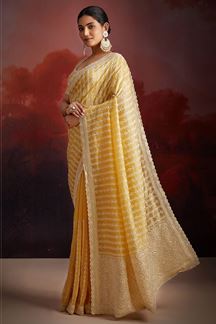 Picture of Captivating Organza Designer Saree for Haldi, Party, Engagement and Reception