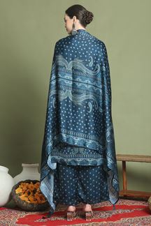 Picture of AttractiveNavy Blue Designer Straight Cut Suit for Party, Sangeet, and Festivals