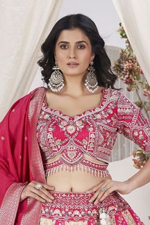 Picture of Artistic Cream and Pink Designer Bridal Lehenga Choli for Wedding and Reception