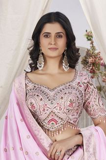 Picture of Breathtaking Peach Designer Bridal Lehenga Choli forEngagement and Reception